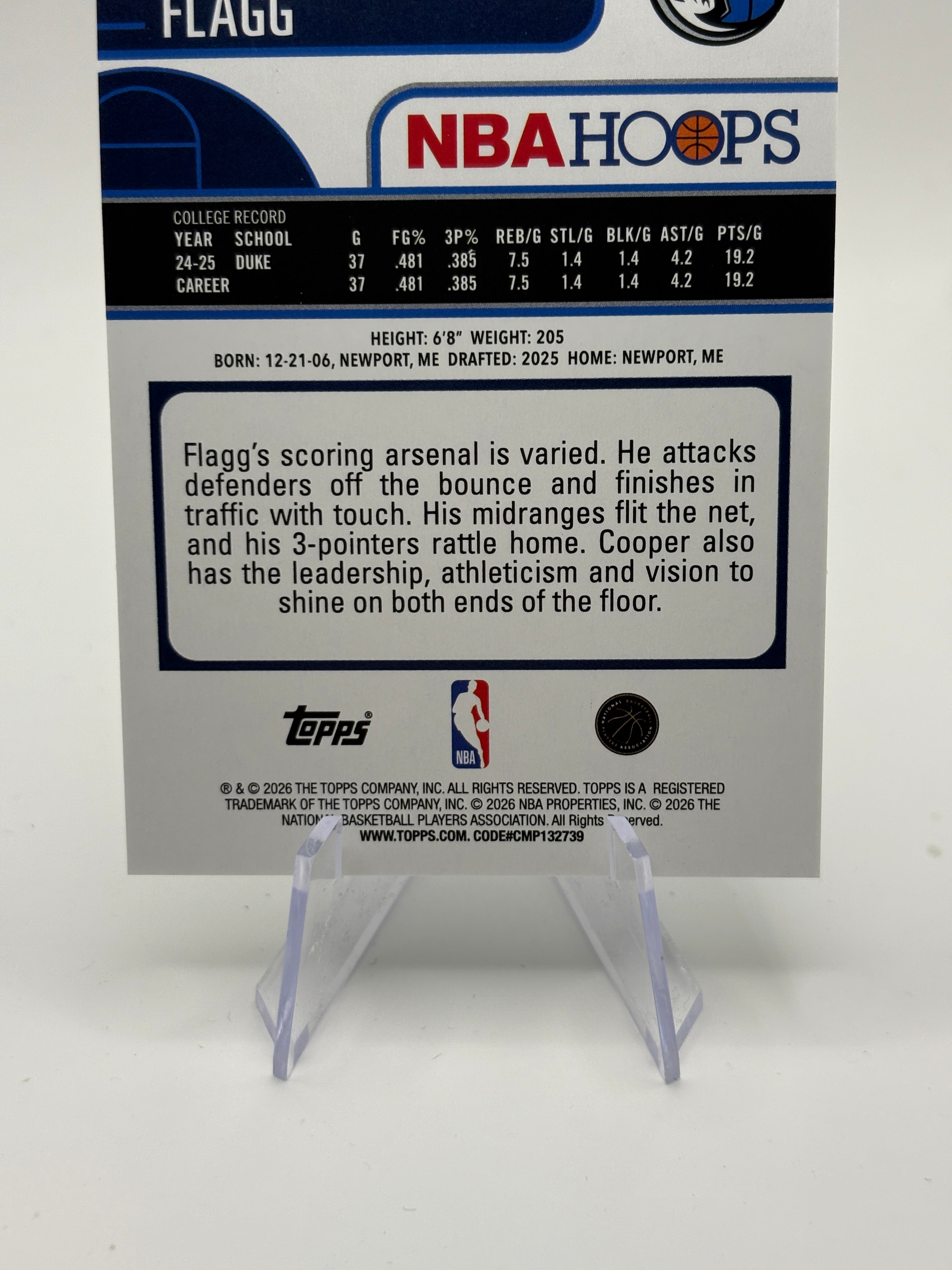 2025-26 Topps NBA Hoops Cooper Flagg #35 Green Hoops Rookie RC FRENLY BRICKS - Open 7 Days